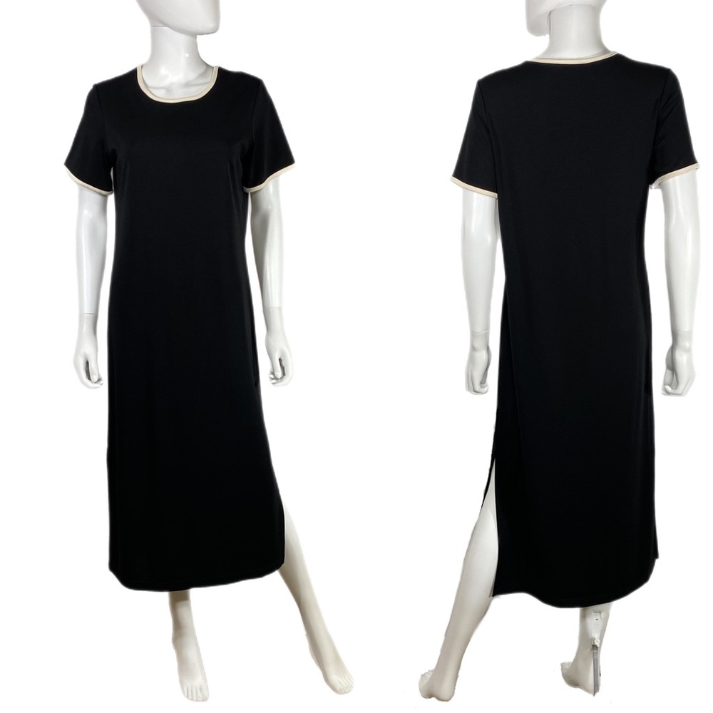 Talbots Black Maxi Dress with Cream Trim